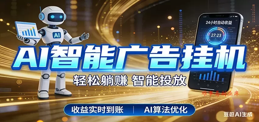 智能广告挂机新时代，利用碎片化时间实现稳定被动收益，AI帮你持续盈利-难事易副业库