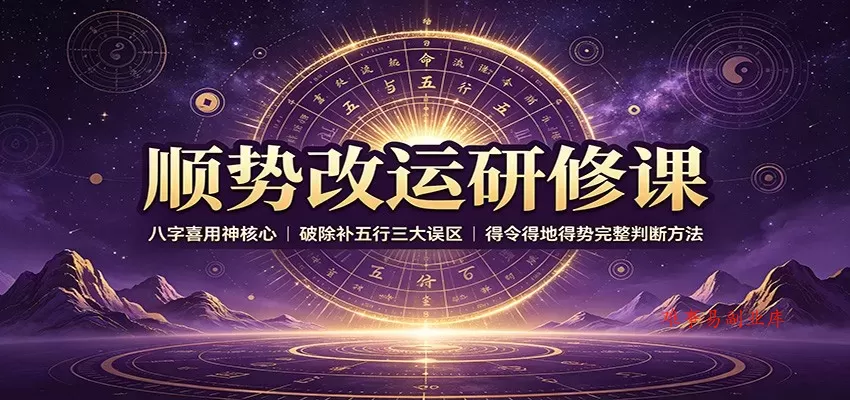 顺势改运研修课：八字喜用神核心，破除补五行三大误区，得令得地得势完整判断方法-难事易副业库