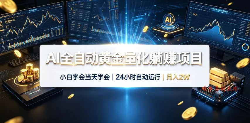 AI全自动黄金量化躺賺项目，24小时自动运行，月入2W！-难事易副业库