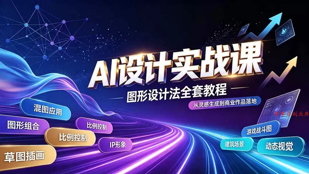 （19554期）AI设计实战课｜图形设计法全套教程，解锁AI工作流技法，精通插画IP、建筑、游戏视觉创作-难事易副业库