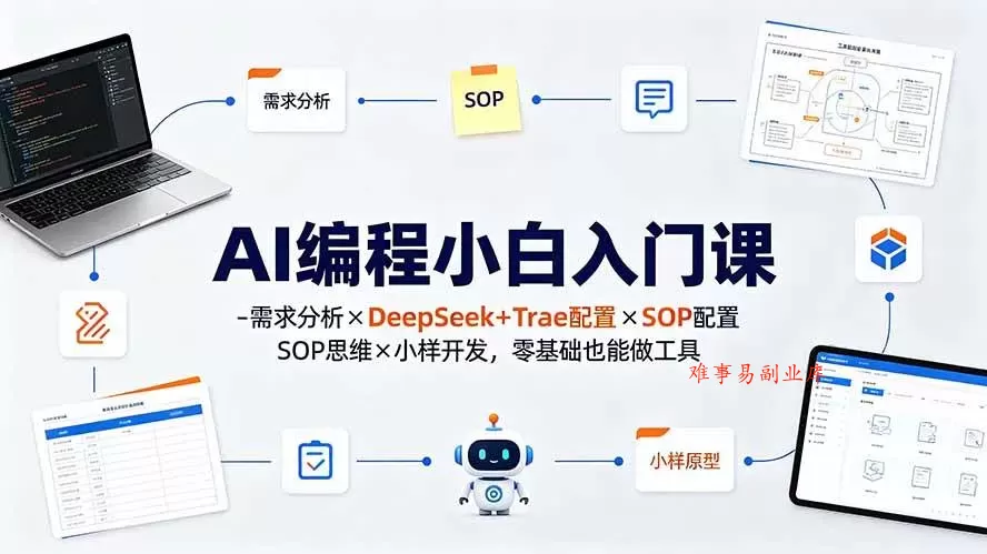 （19539期）AI编程小白入门课-需求分析×DeepSeek+Trae配置×SOP思维×小样开发，零基础也能做工具