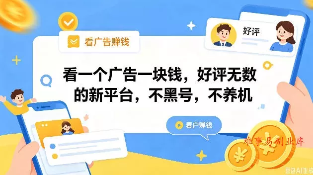 看一个广告一块钱,好评无数的新平台,不黑号,不养机,一撸几十块钱还是不错的【揭秘】 看一个广告一块钱,好评无数的新平台,不黑号,不养机,一撸几十块钱还是不错的【揭秘】