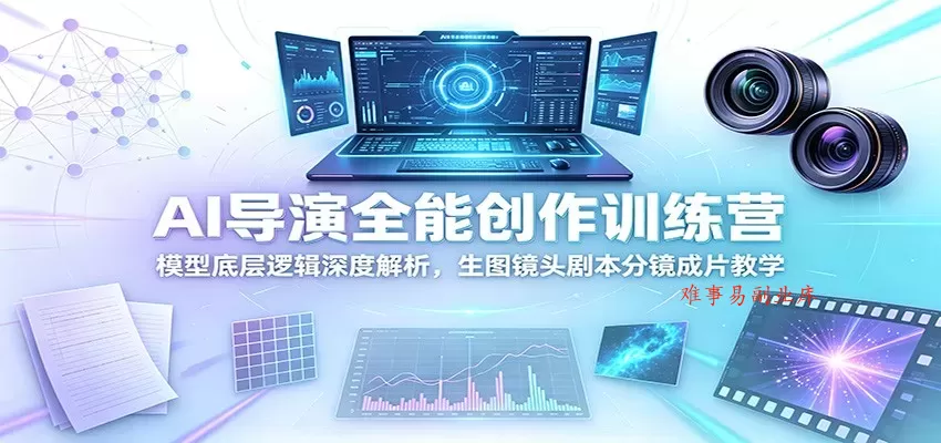 AI导演全能创作训练营：模型底层逻辑深度解析，生图镜头剧本分镜成片教学-难事易副业库