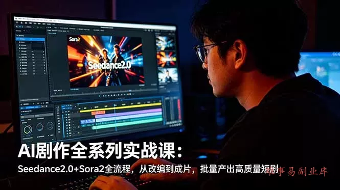 AI剧作全系列实战课：Seedance2.0+Sora2全流程，从改编到成片，批量产出高质量短剧-难事易副业库