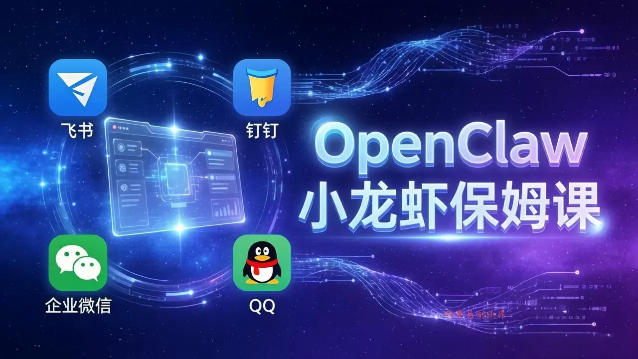 OpenClaw小龙虾保姆课： Windows/macOS/Linux/Docker全系统安装，飞书+钉钉+企业微信+QQ 全接入-难事易副业库