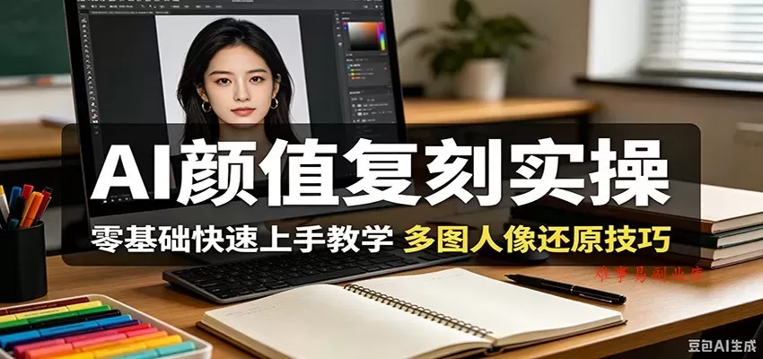 AI颜值复刻实操，零基础快速上手教学，多图人像还原技巧-难事易副业库