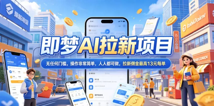 2026年即梦AI拉新项目最新玩法,无任何门槛,操作非常简单,人人都可做,拉新佣金最高13元每单 2026年即梦AI拉新项目最新玩法,无任何门槛,操作非常简单,人人都可做,拉新佣金最高13元每单