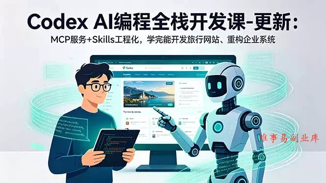 Codex AI编程全栈开发课-更新：MCP服务+Skills工程化，学完能开发旅行网站、重构企业系统-难事易副业库