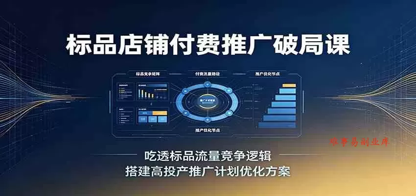 标品店铺付费推广破局课：吃透标品流量竞争逻辑，搭建高投产推广计划优化方案-难事易副业库