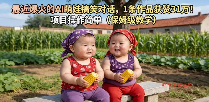 最近爆火的AI萌娃搞笑对话，1条作品获赞31W，项目操作简单(保姆级教学)-难事易副业库