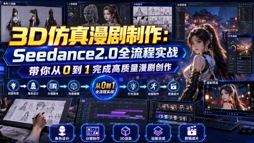 3D仿真漫剧制作：Seedance2.0全流程实战，带你从0到1完成高质量漫剧创作-难事易副业库