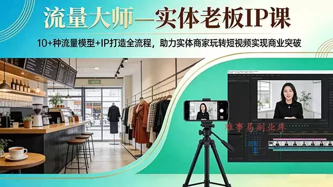 流量大师—实体老板IP课：10+种流量模型+IP打造全流程，助力实体商家玩转短视频实现商业突破-难事易副业库