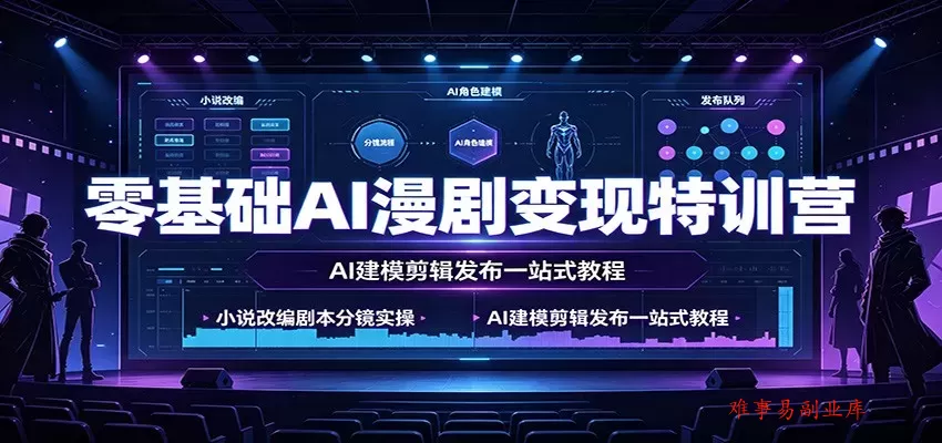 零基础AI漫剧变现特训营:小说改编剧本分镜实操,AI建模剪辑发布一站式教程 零基础AI漫剧变现特训营:小说改编剧本分镜实操,AI建模剪辑发布一站式教程