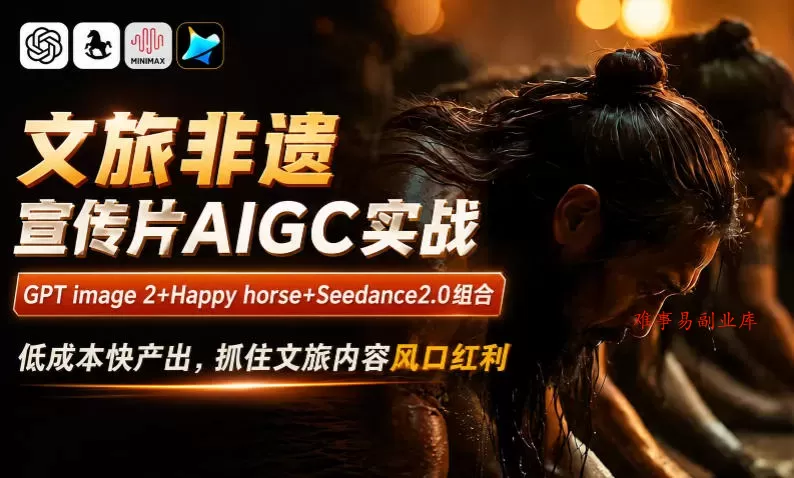 文旅非遗宣传片AIGC实战,GPT image 2+Happy horse+Seedance2.0组合,低成本快产出,抓住文旅内容风口红利 文旅非遗宣传片AIGC实战,GPT image 2+Happy horse+Seedance2.0组合,低成本快产出,抓住文旅内容风口红利