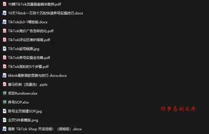 TikTok从0-1实操资料包：养号SOP+爆款公式+投流手册，新手30天可起号变现，抓住TikTok流量红利