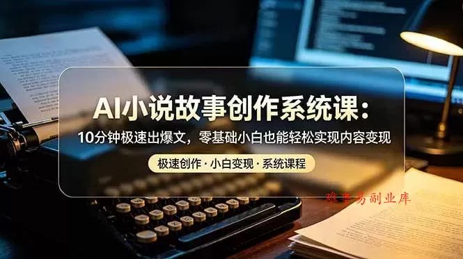（19053期）AI小说故事创作系统课：10分钟极速出爆文，零基础小白也能轻松实现内容变现-难事易副业库
