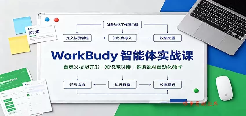 WorkBuddy智能体实战课：自定义技能开发，知识库对接，多场景AI自动化教学-难事易副业库