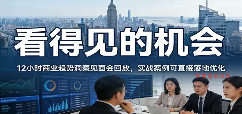 2026看得见的机会，12小时商业趋势洞察见面会回放，实战案例可直接落地优化-难事易副业库