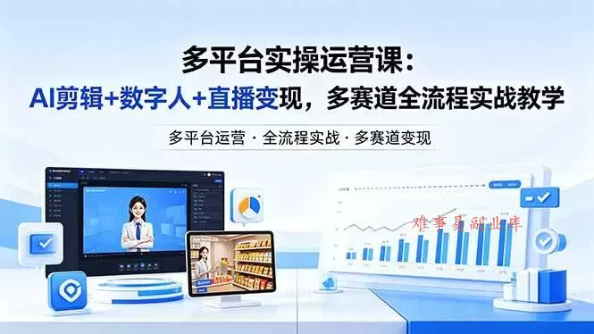 （18257期）某团队多平台实操运营课-更新26年4月29：AI剪辑+数字人+直播变现，多赛道全流程实战教学