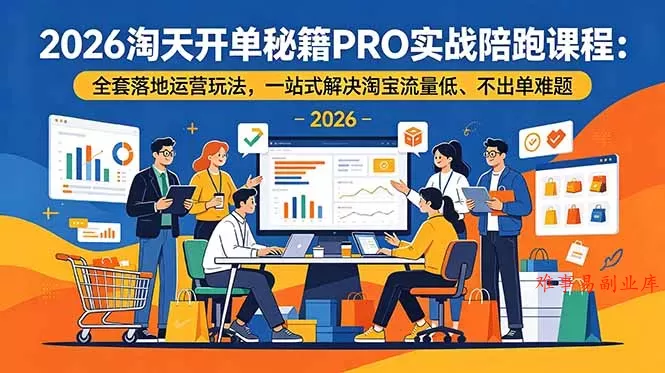 2026淘天开单秘籍PRO实战陪跑课程-更新：全套落地运营玩法，一站式解决淘宝流量低、不出单难题-难事易副业库