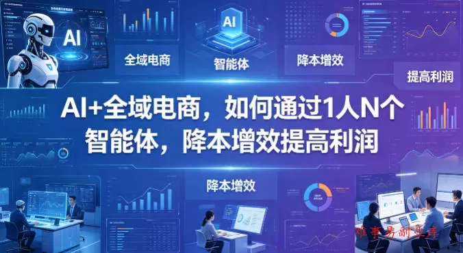 AI+全域电商，如何通过1人N个智能体，降本增效提高利润-难事易副业库