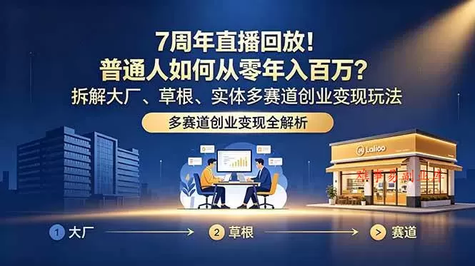 （18894期）7周年直播回放！普通人如何从零年入百万？拆解大厂、草根、实体多赛道创业变现玩法-难事易副业库