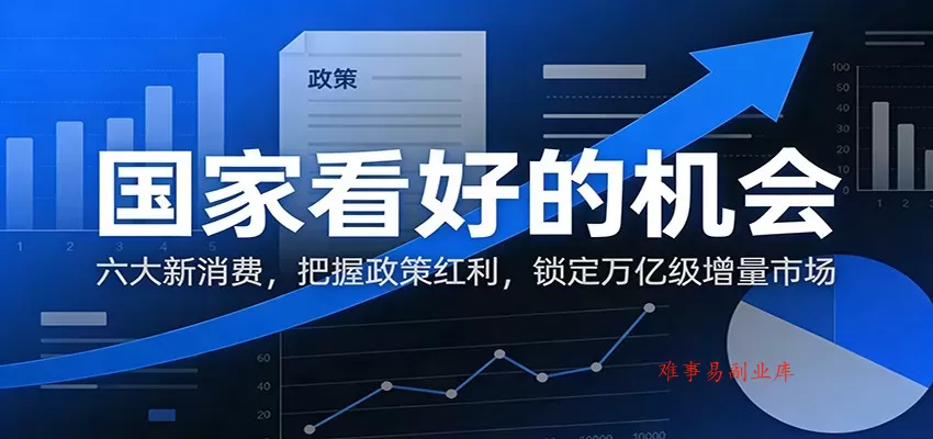 公众号付费文章：国家看好的机会，六大新消费，把握政策红利，锁定万亿级增量市场-难事易副业库