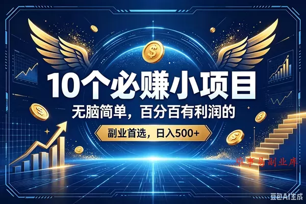（19192期）15个必赚的小项目，百分百赚元子的，无脑简单，副业首选，日入500+-难事易副业库
