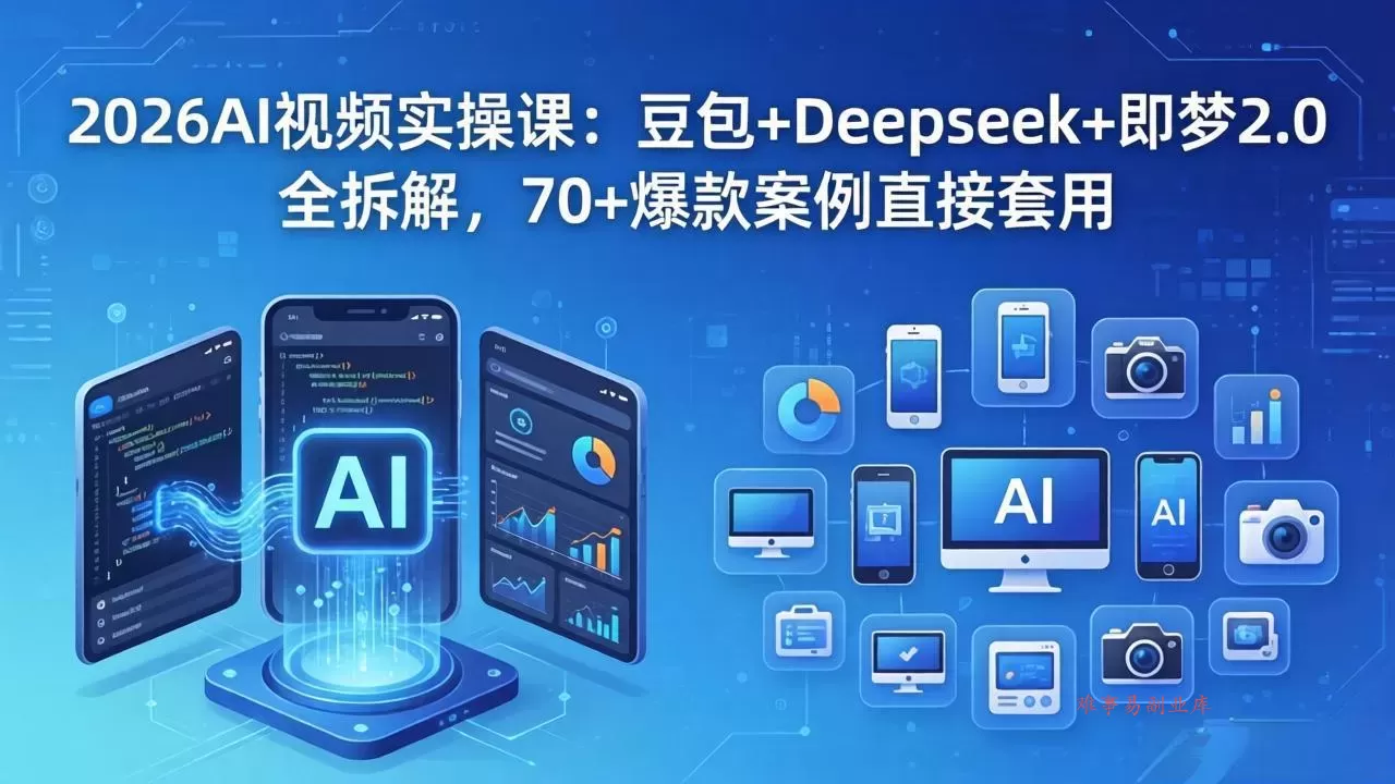 2026AI视频实操课：豆包+Deepseek+即梦2.0全拆解，70+爆款案例直接套用-难事易副业库