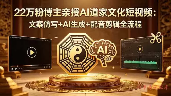 （18580期）22万粉博主亲授AI道家文化短视频：文案仿写+AI生成+配音剪辑全流程