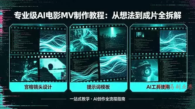 （18295期）专业级AI电影MV制作教程，从想法到成片全拆解，宫格镜头+提示词模板+AI工具一站式教学