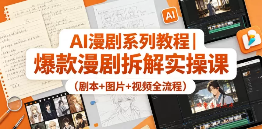 AI漫剧系列教程｜爆款漫剧拆解实操课（剧本+图片+视频全流程）-难事易副业库