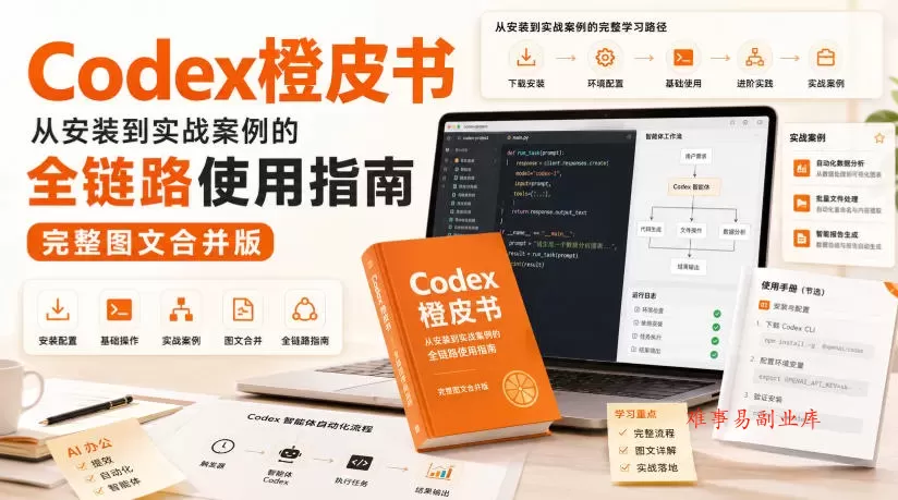 Codex橙皮书，从安装到实战案例的全链路使用指南，完整图文合并版-难事易副业库