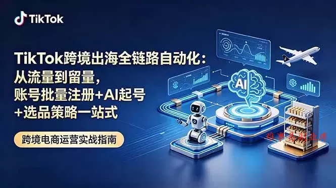 （18907期）TikTok跨境出海全链路自动化：从流量到留量，账号批量注册+AI起号+选品策略一站式-难事易副业库