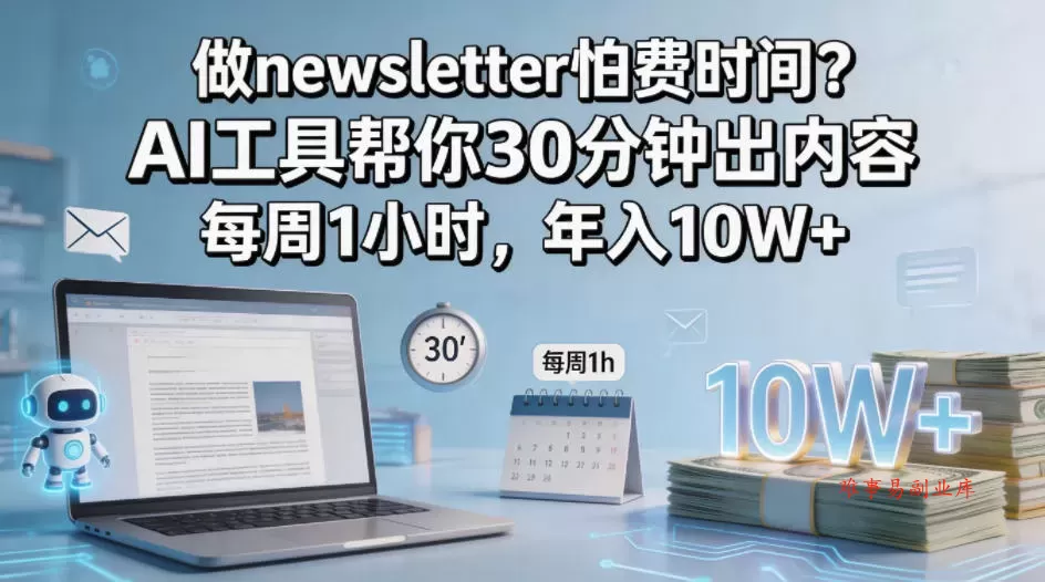 做newsletter怕费时间？AI工具帮你30分钟出内容，每周1小时，年入10W+！【原创双语字幕】-难事易副业库