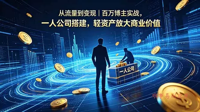从流量到变现｜百万博主实战，一人公司搭建，轻资产放大商业价值-难事易副业库