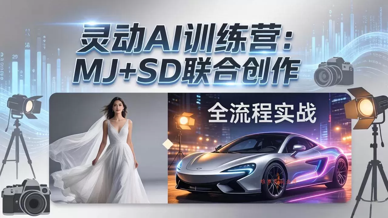 (17795期)灵动AI训练营-3.0课程:MJ+SD联合创作,从婚纱大片到汽车广告,摄影后期全流程实战 (17795期)灵动AI训练营-3.0课程:MJ+SD联合创作,从婚纱大片到汽车广告,摄影后期全流程实战