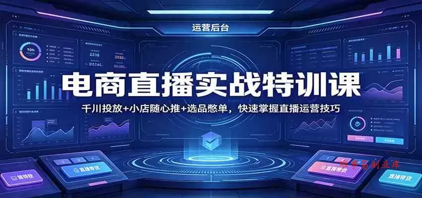 电商直播实战特训课：千川投放+小店随心推+选品憋单，快速掌握直播运营技巧-难事易副业库