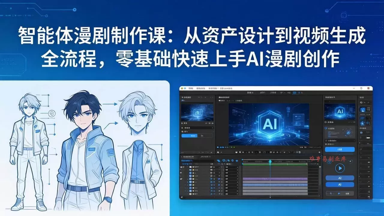 （17709期）智能体漫剧制作课：从资产设计到视频生成全流程，零基础快速上手AI漫剧创作-难事易副业库