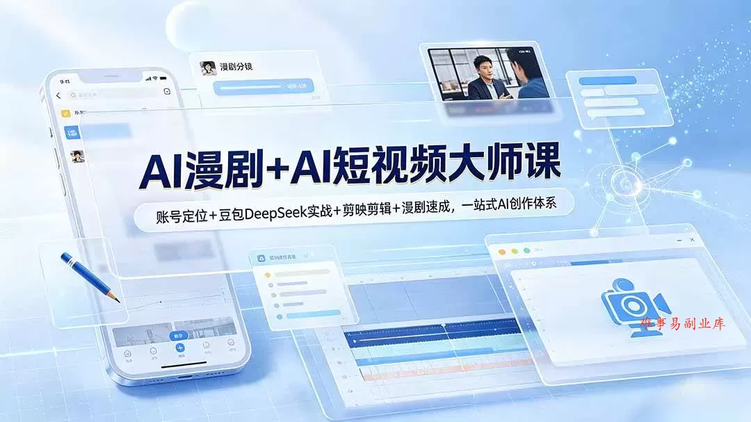 （19147期）AI漫剧+AI短视频大师课：账号定位+豆包DeepSeek实战+剪映剪辑+漫剧速成，一站式AI创作体系-难事易副业库