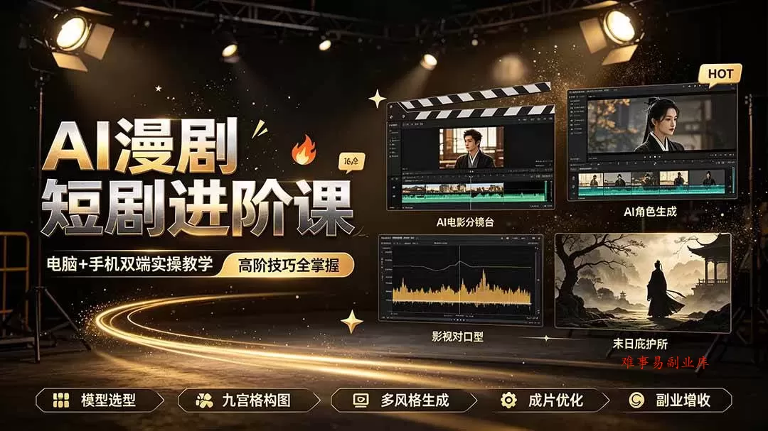 (19317期)AI漫剧短剧进阶课|电脑+手机双端实操教学|影视剧对口型人物吃瓜×解压末日庇护所全程讲解,高阶技巧全掌握 (19317期)AI漫剧短剧进阶课|电脑+手机双端实操教学|影视剧对口型人物吃瓜×解压末日庇护所全程讲解,高阶技巧全掌握