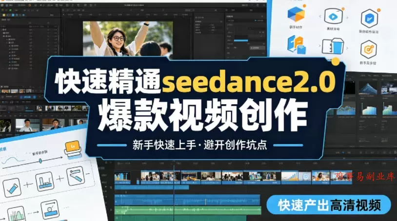 快速精通seedance2.0爆款视频创作，快速产出高清视频，避开大量创作坑点，新手也能快速上手-难事易副业库