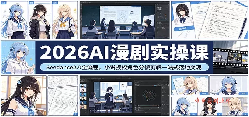 2026AI漫剧实操课:Seedance2.0全流程,小说授权角色分镜剪辑一站式落地变现 2026AI漫剧实操课:Seedance2.0全流程,小说授权角色分镜剪辑一站式落地变现