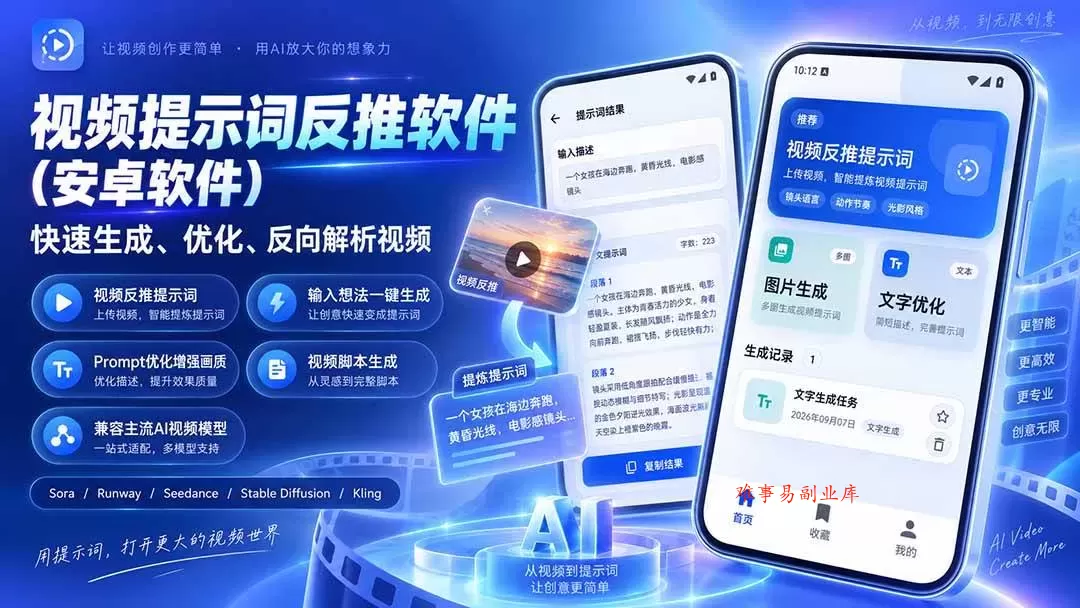 (20301期)视频提示词反推软件(安卓软件),快速生成、优化、反向解析视频 (20301期)视频提示词反推软件(安卓软件),快速生成、优化、反向解析视频