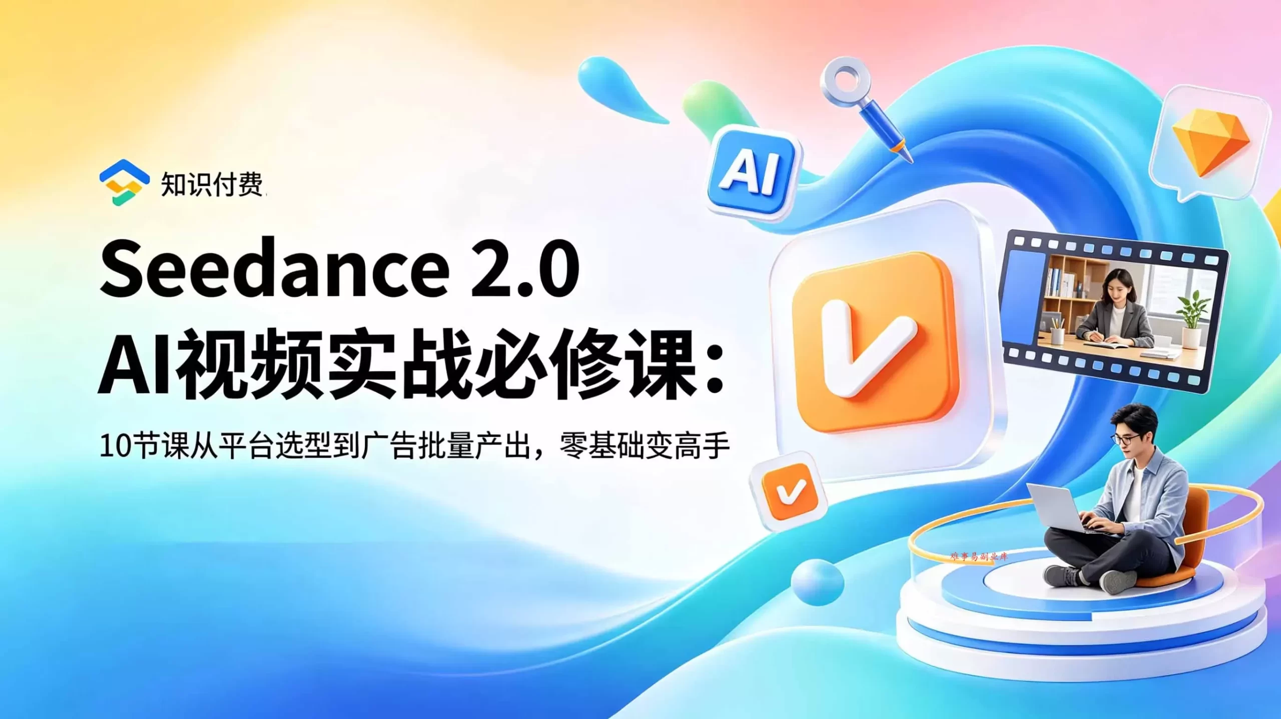 Seedance 2.0 AI视频实战必修课：10节课从平台选型到广告批量产出，零基础变高手-难事易副业库