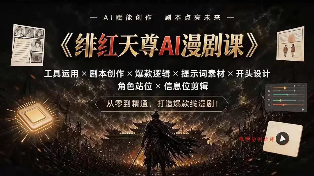 (19597期)绯红天尊AI漫剧课|工具运用×剧本创作×爆款逻辑×提示词素材×开头设计×角色站位×信息位剪辑 (19597期)绯红天尊AI漫剧课|工具运用×剧本创作×爆款逻辑×提示词素材×开头设计×角色站位×信息位剪辑