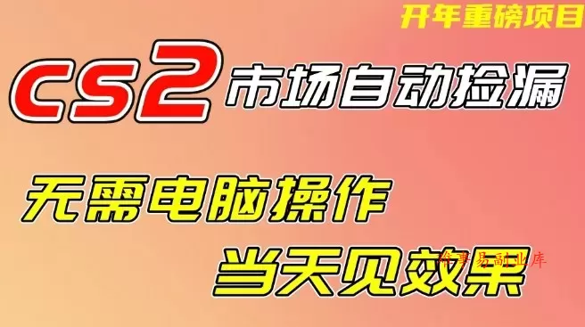 CS2市场自动捡漏项目，无需电脑操作，无需进入游戏，当天见效果，支持任何形式验证【揭秘】-难事易副业库