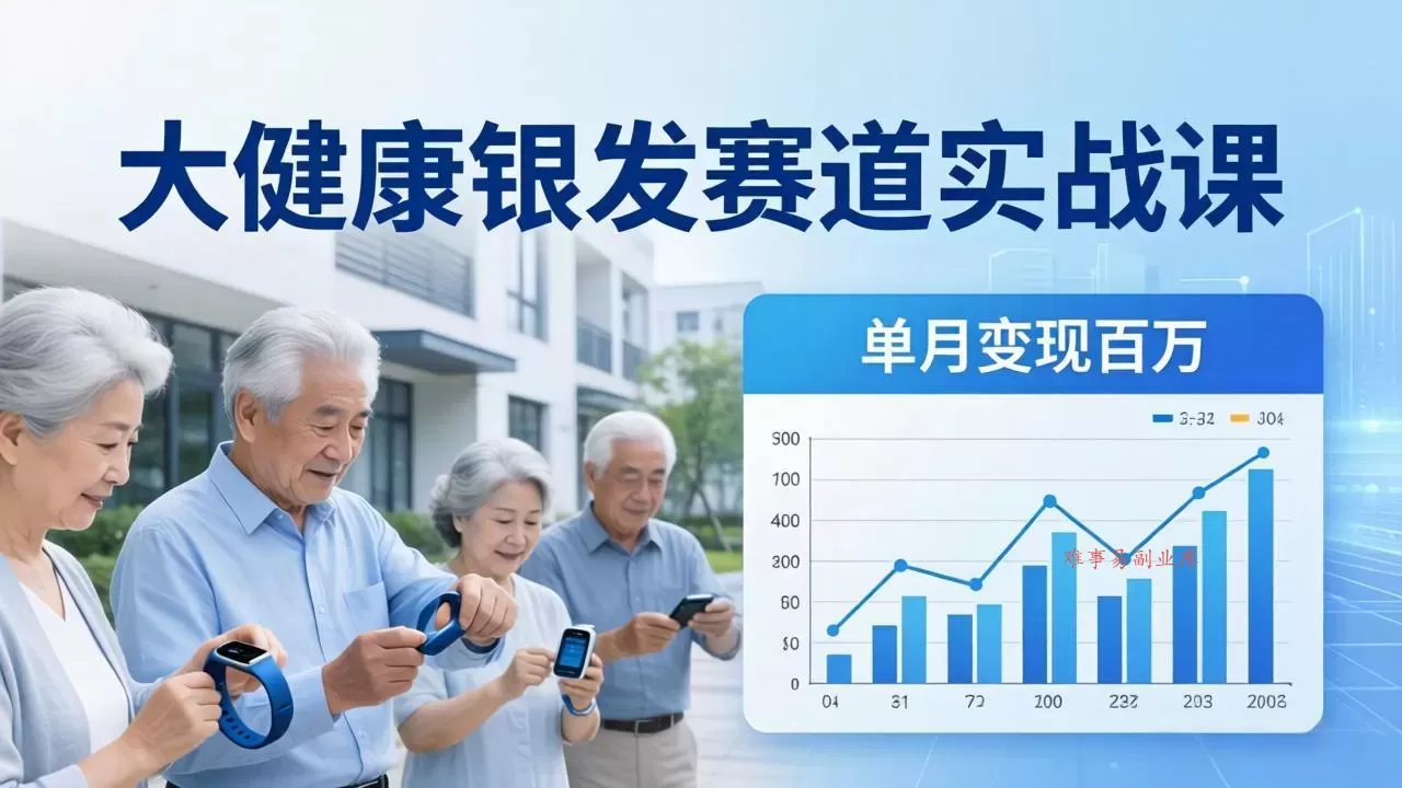 大健康银发赛道实战课：拆解视频号线索型 IP 单月变现百万逻辑，教你精准获客高效变现-难事易副业库