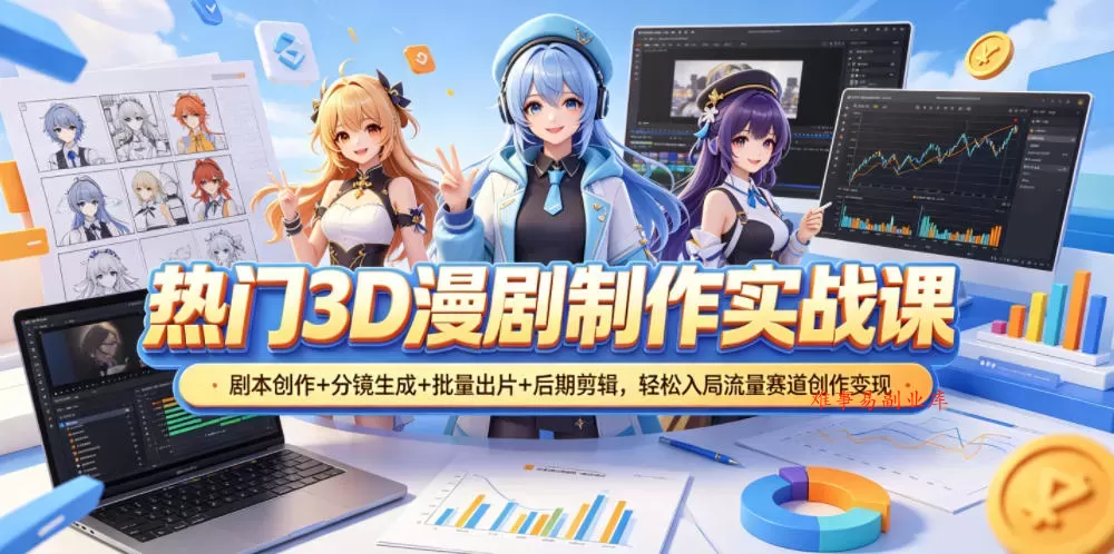 热门3D漫剧制作实战课,剧本创作+分镜生成+批量出片+后期剪辑,轻松入局流量赛道创作变现 热门3D漫剧制作实战课,剧本创作+分镜生成+批量出片+后期剪辑,轻松入局流量赛道创作变现