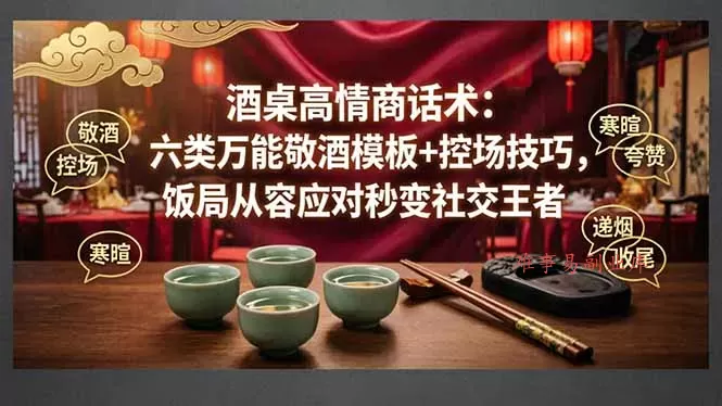 付费文章:酒桌高情商话术:六类万能敬酒模板+控场技巧,饭局从容应对秒变社交王者-难事易副业库
